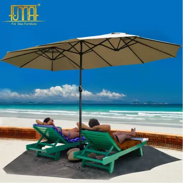 Double-Sided Solar Patio Umbrella: Outdoor Rectangular Sun Canopy