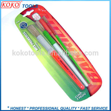 3pcs different sizes bristles wire plastic handle artist brush
