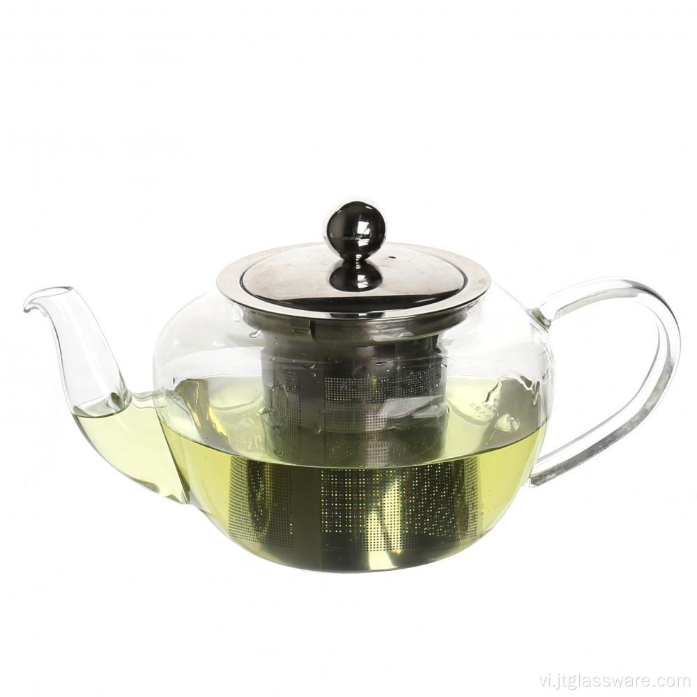 ấm trà thủy tinh với bộ truyền nhiệt cho bếp thủy tinh