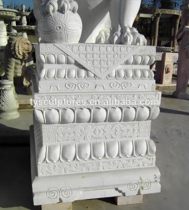 Chinese traditional outdoor life size white marble lion sculpture