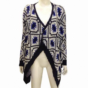 Jacquard Pattern Ladies' Coat, OEM Orders Welcomed, Customized Colors Accepted