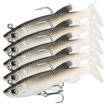 Amaissants en gros Soft Swim Baits Lyre de tir en caoutchouc pour la truite de brochet de perchoir avec un crochet triple