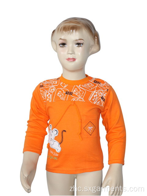 100％棉花女孩的T恤长袖