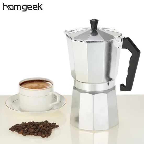 Homgeek 3cup/6cup/9cup/12cup Aluminum Espresso Percolator Coffee Stovetop Maker Mocha Pot Coffee Maker Coffee Machine Expresso