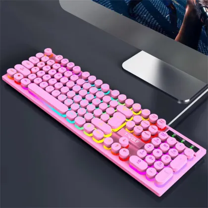 T-Wolf Film Keyboard T80 Wired USB RGB Glowing Gaming Keyboard