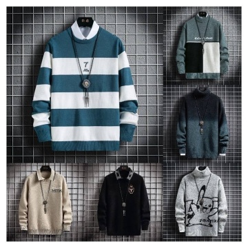 High Quality Men's Thickened Long Sleeve Crewneck Knit Sweater