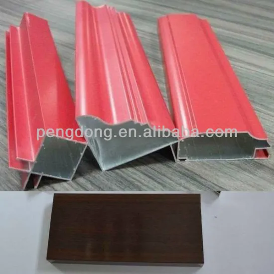 Aluminum profiles with woodgain and powder coated for kitchen cabinet market