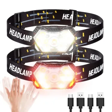 USB Rechargeable 9 LED 6 Modes Headlamp with Red Lighting