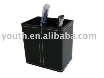 Leatheroid Stationery Pen Holder/ Pen Cup/