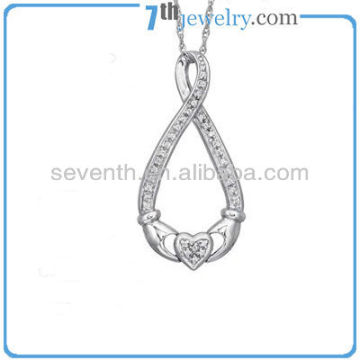 Fake Diamond Pendant Rhodium/Gold Plated Brass Pendant With White CZ Diamonds
