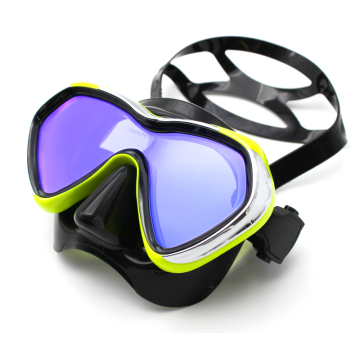 Adult Swim Goggles: Mirrored Swimming Mask, Single Lens Snorkeling & Diving Silicone Mask