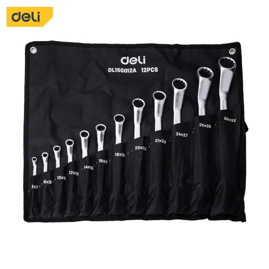 Deli EDL150012A tools open end spanner combination wrench set 12 PCS