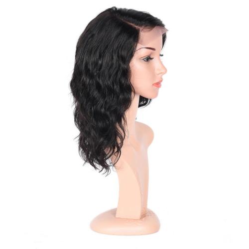 100% NATURAL VIRGIN REMY HUMAN HAIR WAVY LACE FRONT WIG