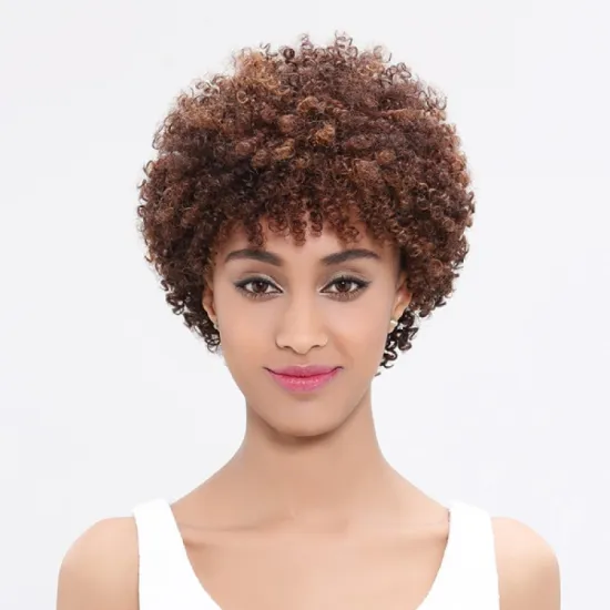 Factory Supplying wigs human hair wholesale weaving Short Remy Hair Afro Kinky Curly Machine Made Human Hair Wig
