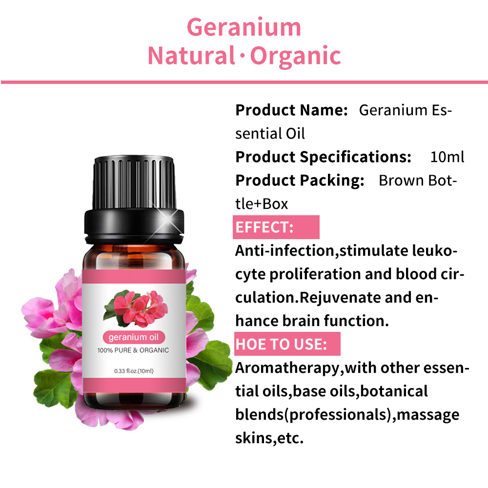 100% Natural Pure Geranium Essential Oil