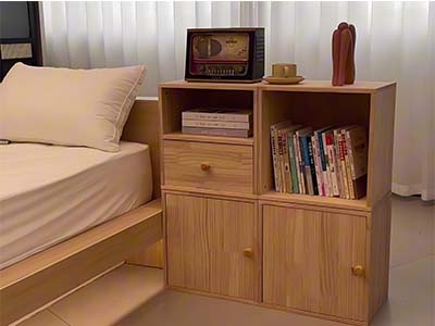wooden bedside cabinet