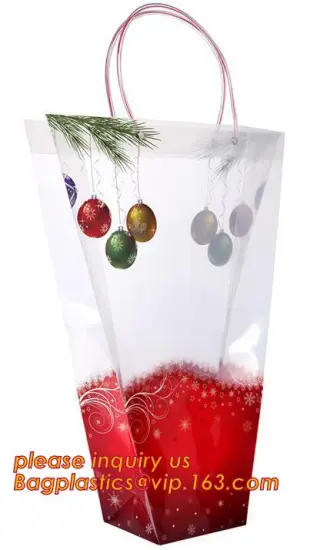 plastic flower carrier bag with handle, plastic tote bags with handles, gift bag for valentines' day