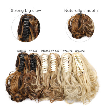 Synthetic 6 Colors 12" Short Wavy Ponytail Claw Clip On Hair Extensions