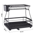 2 Tier Black Metal Dish Rack mit Tablett