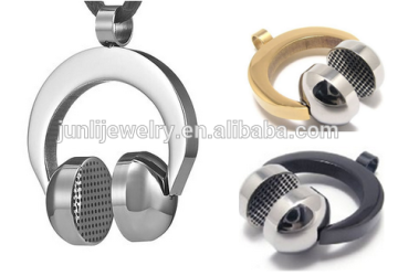 fashion stainless steel earphones pendant necklace