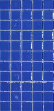 dark blue swimming pool crystal glass mosaic tile