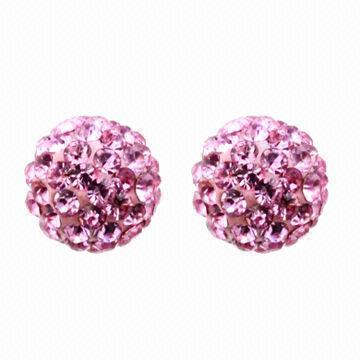 Shamballa Earrings, Made of Clay Ball with Rhinestones, Various Colors are Available