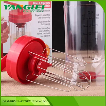Moonhome Food-grade Plastic Pancake Batter Dispenser Cupcakes Waffles Muffins and Baked Goods Mixer with Measuring Label