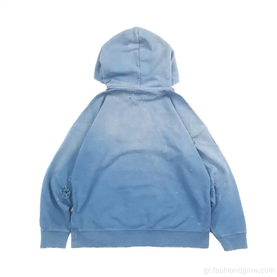 Terry Men Vintage Distreded Sun Faded Hoodie