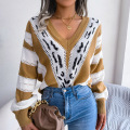 Kvinnors långärmad leopardtryck tröja