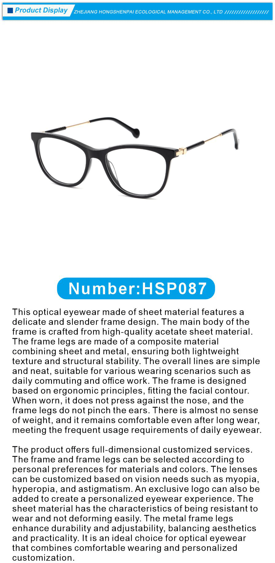 Sustainable Acetate Optical Glasses
