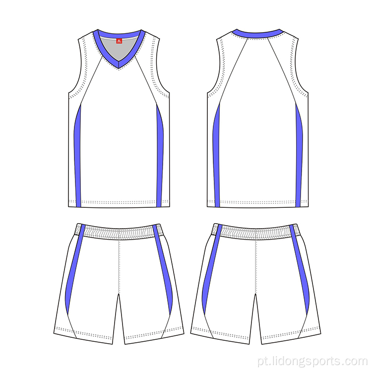 O uniforme de basquete usa camisa de basquete juvenil e shorts