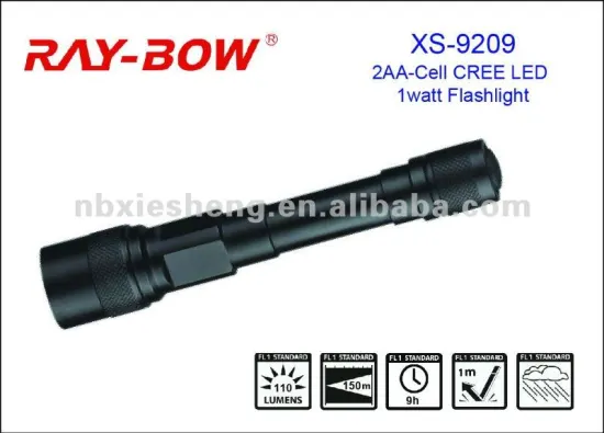 9209 2AA batteryl CREE LED 1watt flashlight torch