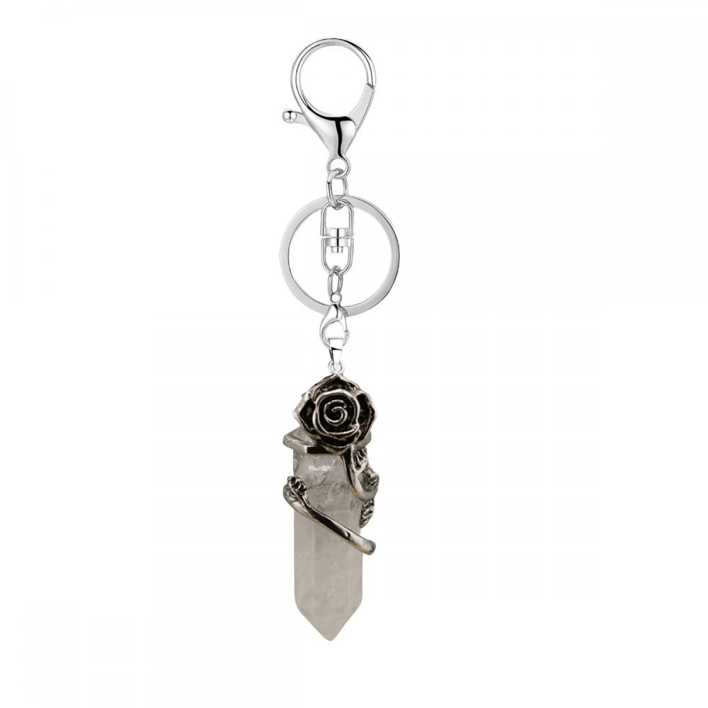 Gemstone Hexagon Wire Crabled Key Chain