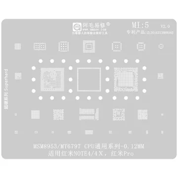 CPU Repair Stencil for Xiaomi Redmi NOTE4/4X/Pro: Amaoe BGA Reballing Tin Mesh Stencil Steel Planting