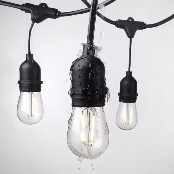 미국 대외 무역 핫 판매 15LED 야외 안뜰 크리스마스 스트링 라이트 - 두꺼운 와이어 매달이 헤드 유리 전구 S14 E12