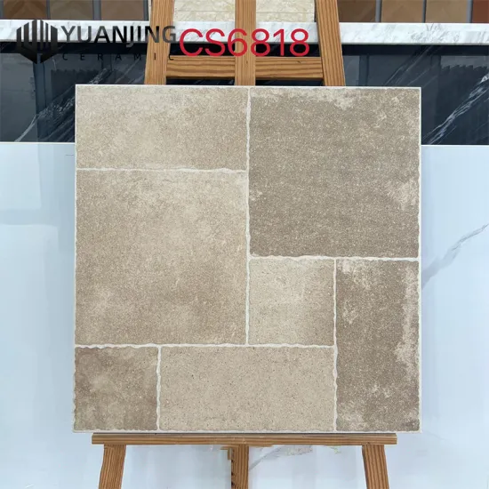 Antique Gray Brown Porcelain Tiles - 600*600mm Concave & Convex Surface for Living Room, Courtyard, and Balcony Flooring & Wall Decor