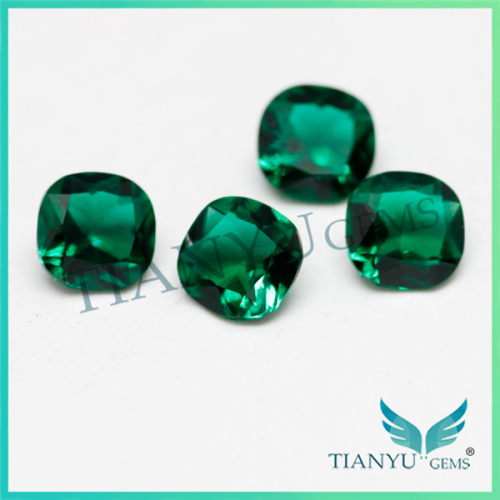 7*7 mm square cushion cut synthetic raw green color of emerald stone