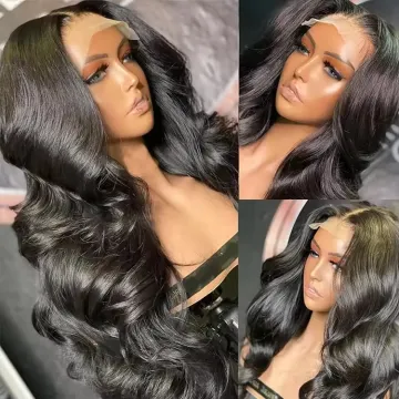 High Quality Long Body Wave Human Front Lace Black Women Curly Synthetic Hair Wig