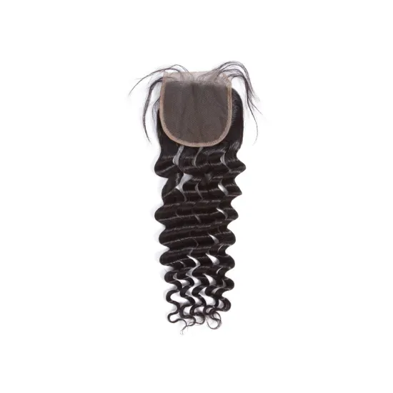 High Quality Peruvian Brazilian Virgin Hair Loose Deep Wave Hairstyles Bundles Thin Skin 4x4 Lace Closure