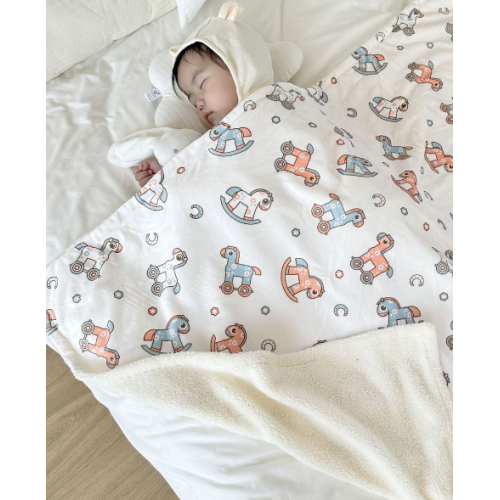 2 kat pamuk forması ve polyester Berber polar bağlı bebek battaniyesi