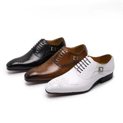 Wholesale Fashion Formal Classy Oxford Dress Shoes - White Genuine Leather