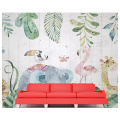 beibehang Custom hand-painted forest animals wood grain wood children's room TV sofa background wall painting wallpaper be'hang