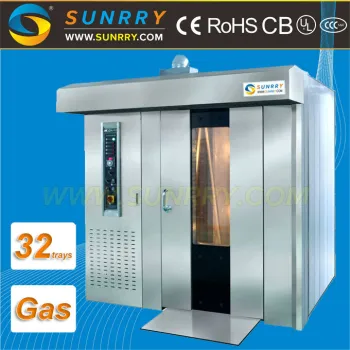Hot sale industrial full automatic 32 trays french bread rotary machine used rack oven gas sale