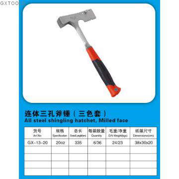 All steel shingling hatchet, Milled face