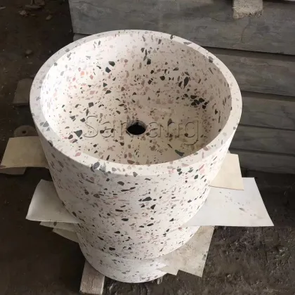 Modern stone bathroom sink and basin hotel bathroom sink modern terrazzo sink