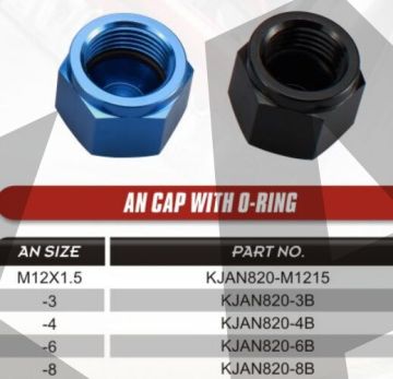 AN cap with O-ring inside thread line