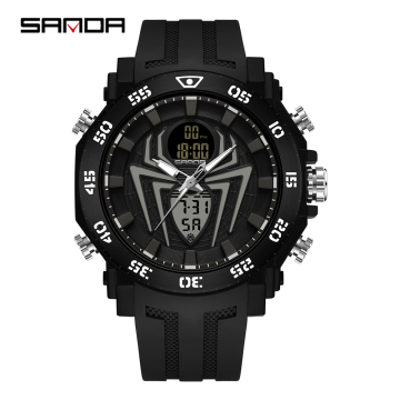 SANDA 6111 Men's Silicone Strap Sports Digital Watch with Calendar Display