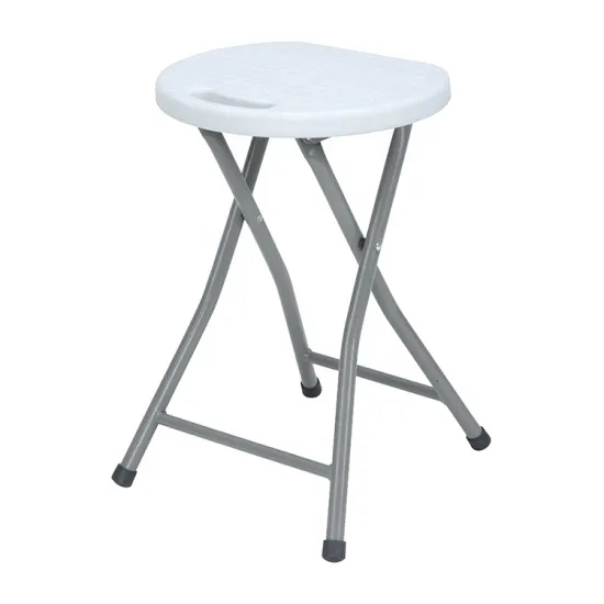 Portable Lightweight Plastic Folding Stool - Dia.31cm for Camping, Picnic, Garden