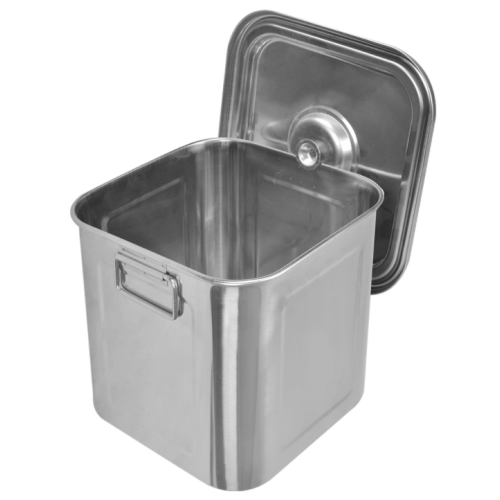 Stainless steel soup pot in restaurant kitchen