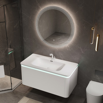 Modern Black Marble Bathroom Cabinet Set with Mirror